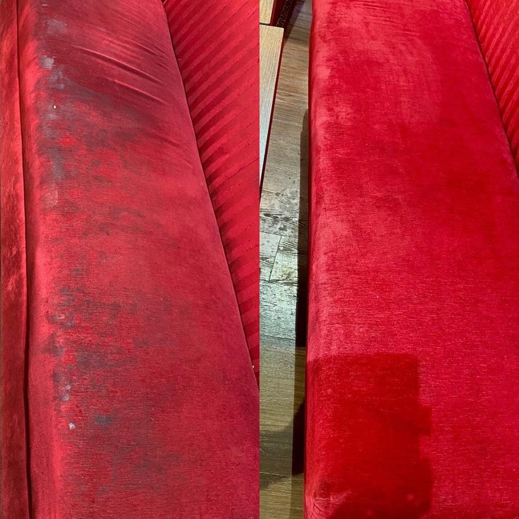 Före och efter soffstädning