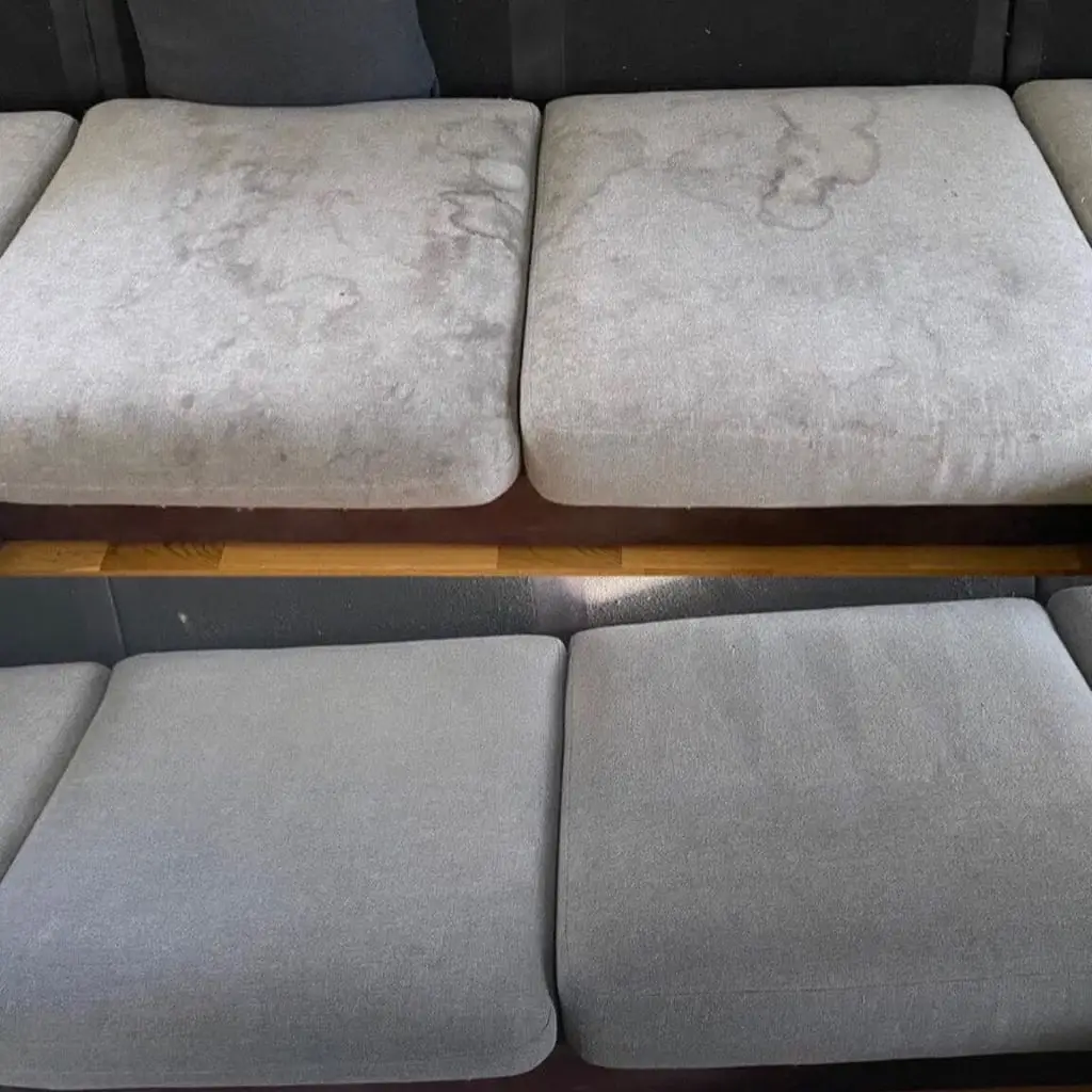 Soffa före och efter möbeltvätt